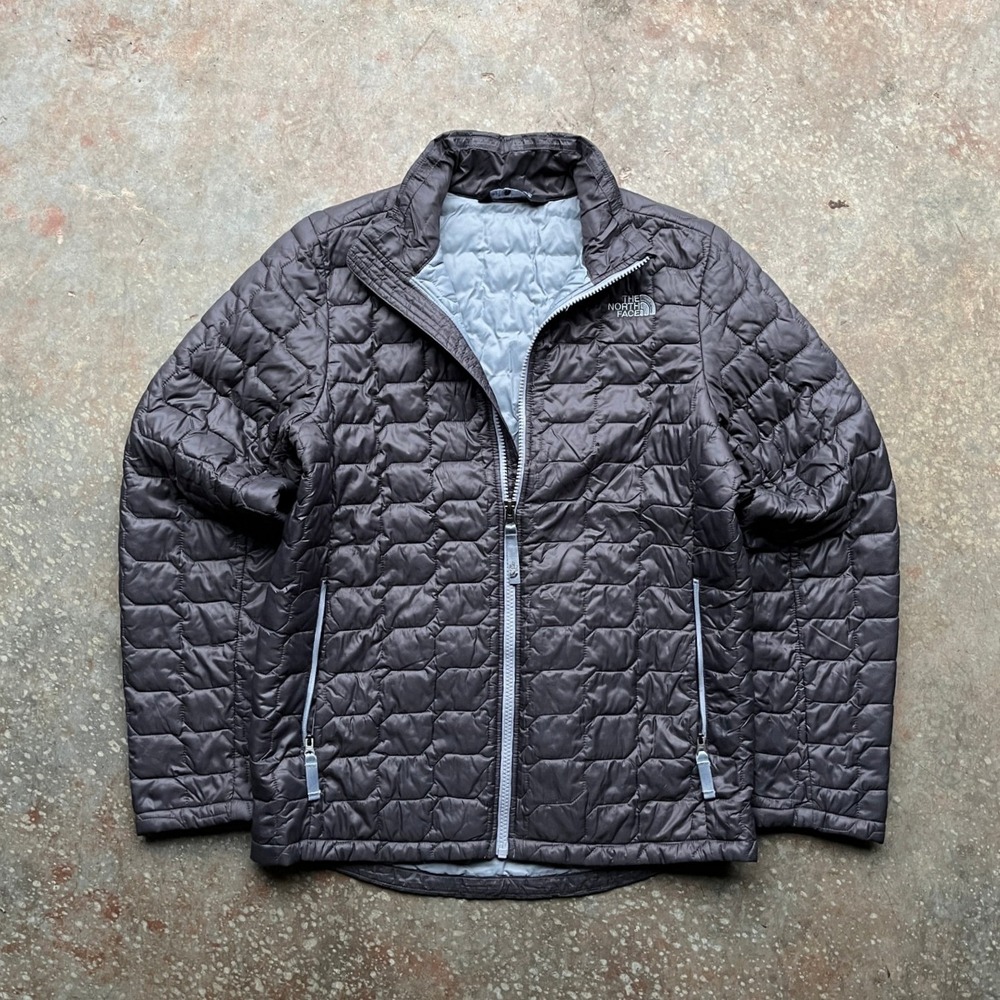 The North Face Boys Thermoball Full Zip Quilted Puffer Jacket Grey L NF0A3CPZ